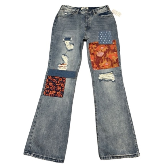 Free People We the Free Belladonna PatchJeans Women Denim Orange blossom size 26 - Picture 1 of 7